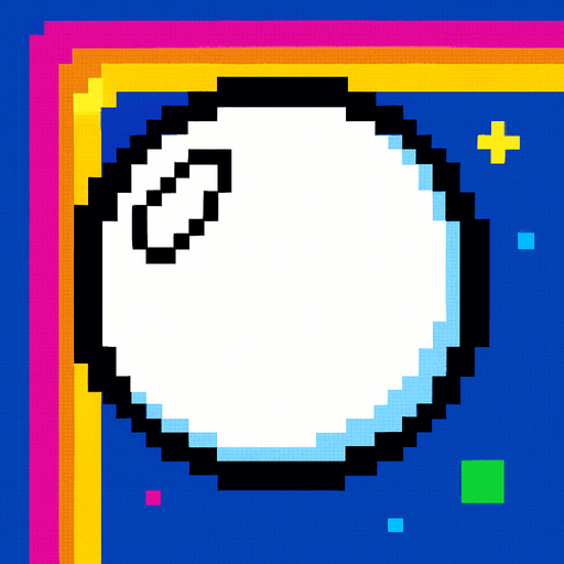 A white bubble. 80s arcade machine graphics..
In-Game asset.  2d.  High contrast.  No shadows