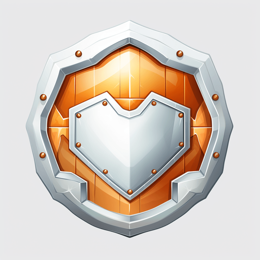 Round powerup. Shield icon
Single Game Texture. In-Game asset. 2d. Pixelart. White background. Blank background. Low detail. High contrast.
