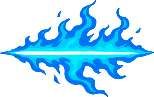 rayo láser azul con fuego azul alrededor.
In-Game asset.  2d.  High contrast.  No shadows