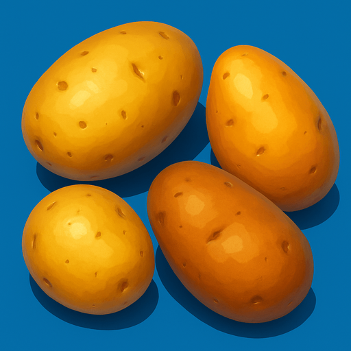 Pack of different potato, painted 3D potato, without black lines around it!
In-Game asset.  High contrast.  No shadows. 3D
