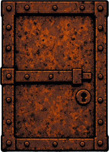 rusted iron door.
In-Game asset.  2d.  High contrast.  No shadows