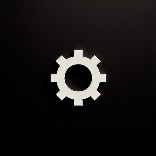 plain white basic gear icon. black background