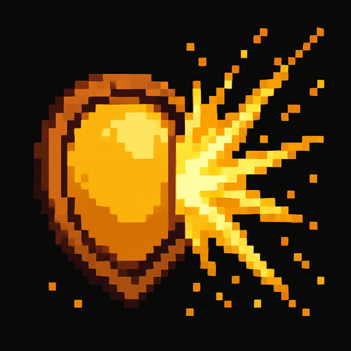 Particula de escudo siendo golpeado pixeleado
In-Game asset.  2d.  High contrast.  No shadows