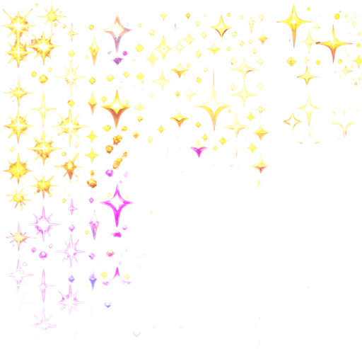 A sprite sheet of different color sparkles. Include gold and purple color.
Single Game Texture. In-Game asset. 2d. Blank background. High contrast. No shadows.