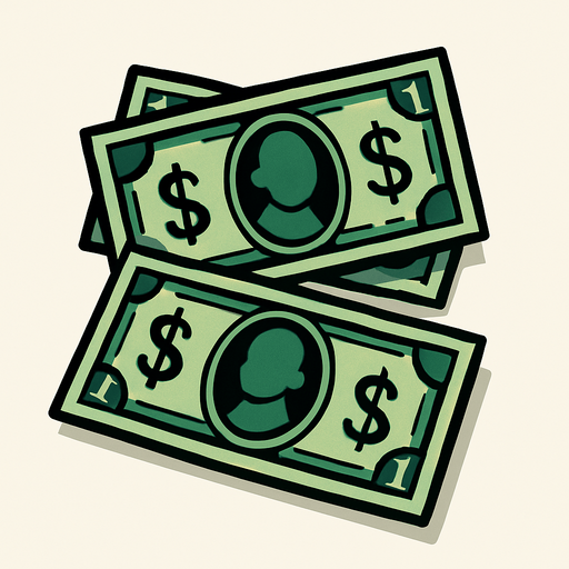 billetes de dolar.
In-Game asset.  2d.  High contrast.  No shadows