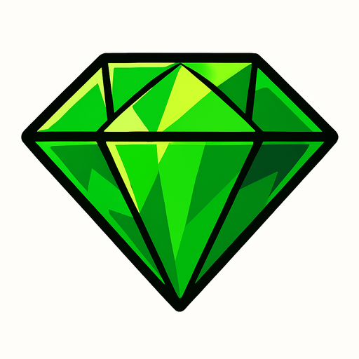 yeşil elmas.
In-Game asset.  2d.  High contrast.  No shadows