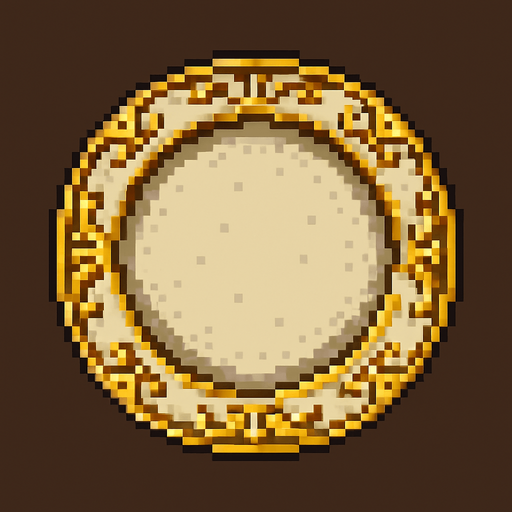plato con decoraciones de oro pixel art metal slug style.
In-Game asset.  2d.  High contrast.  No shadows
