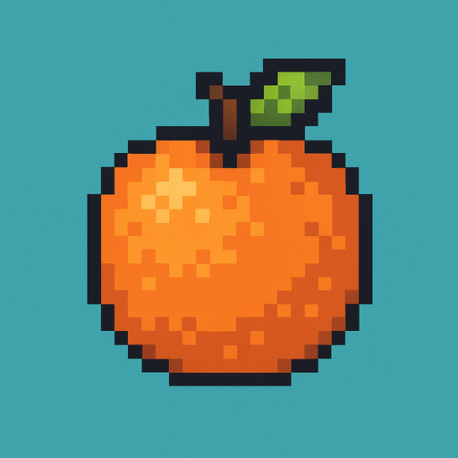 pixel art of a orange.
In-Game asset.  2d.  High contrast.  No shadows