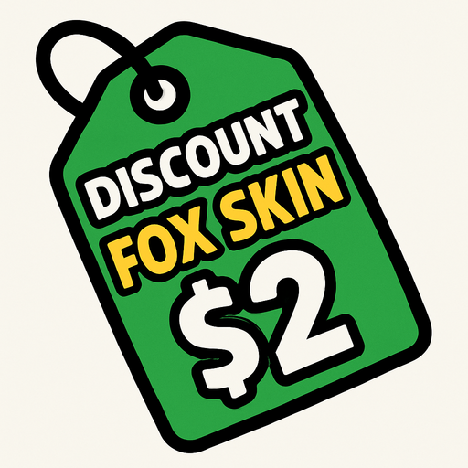 green price tag that says discount fox skin $2
In-Game asset.  2d.  High contrast.  No shadows