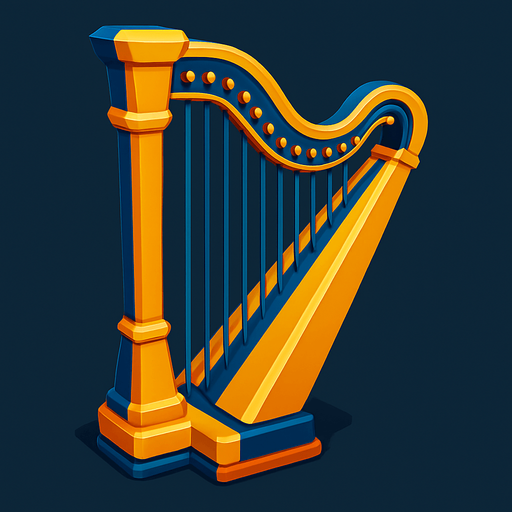 harp.
In-Game asset. 3d.  High contrast.  No shadows