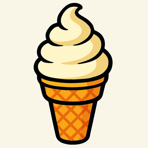 Cone de glace a la vanille.
In-Game asset.  2d.  High contrast.  No shadows