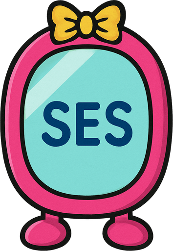 Draw the magic mirror from Doraemon, and write "SES" on it..
In-Game asset.  2d.  High contrast.  No shadows