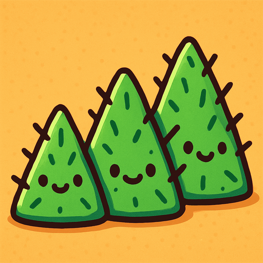 tatlı üçgen engeller kaktüs gibi.
In-Game asset.  2d.  High contrast.  No shadows