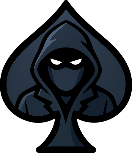 Just the spade from this picture with an icon of a cartoon spy with a hood and a mask on in the center of the spade.