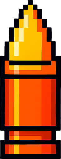 2D retro tarzı bir mermi, dikey.
In-Game asset.  2d.  High contrast.  No shadows