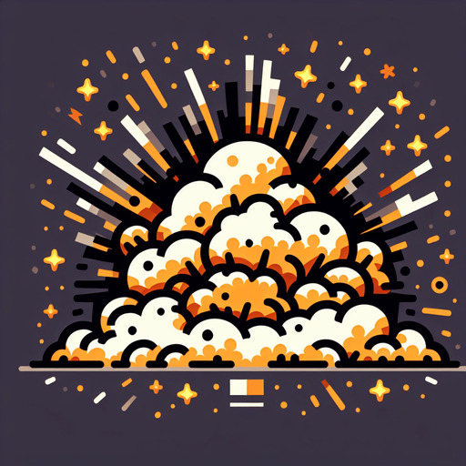 Explosion in 2d game.
Single Game Texture. In-Game asset. 2d. Blank background. High contrast. No shadows.