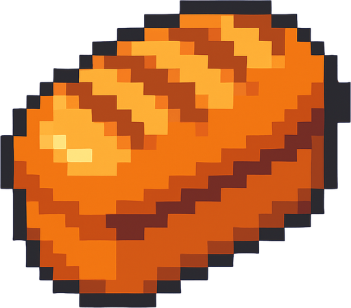 Bread, pixelart.
In-Game asset.  2d.  High contrast.  No shadows