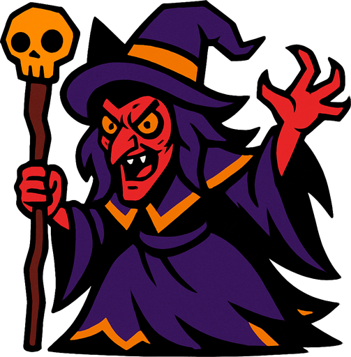 cadı boss.
In-Game asset.  2d.  High contrast.  No shadows