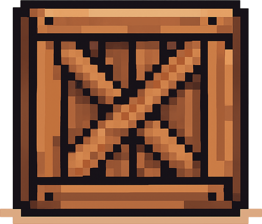 container, 2d, pixel.
In-Game asset.  2d.  High contrast.  No shadows