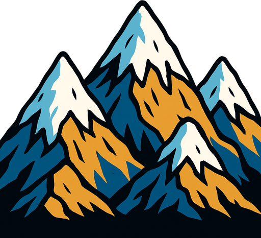 montañas con nieve en la punta animadas.
In-Game asset.  2d.  High contrast.  No shadows