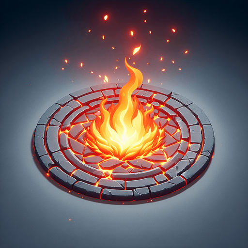 Fire circle 
Single Game Texture. In-Game asset. 3d. Blank background. High contrast. No shadows.