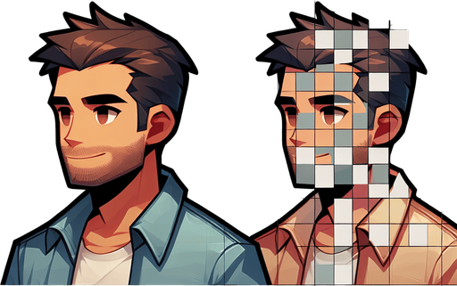 Player man.
Single Game Texture. In-Game asset. 2d. Blank background. High contrast. No shadows.