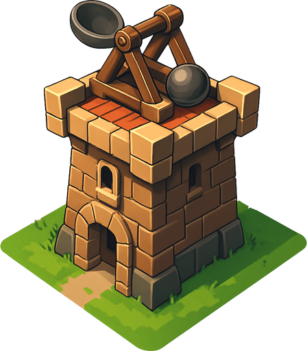 Saldırı kulesi, Gerçekçi, kuş bakışı görünüm, yazısız..
In-Game asset.  High contrast.  No shadows, 3d olsun.