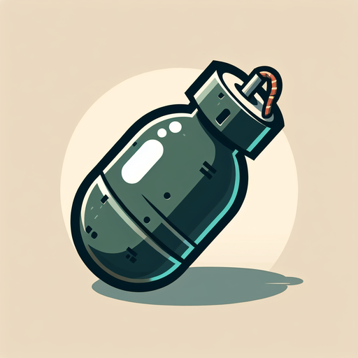 drop bom tube.
Single Game Texture.  In-Game asset.  2d.  Blank background.  High contrast.  No shadows