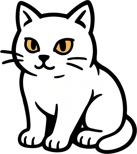 White cat.
In-Game asset.  2d.  High contrast.  No shadows