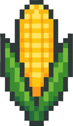 Corn 2d pixilated topdown.
In-Game asset.  2d.  High contrast.  No shadows