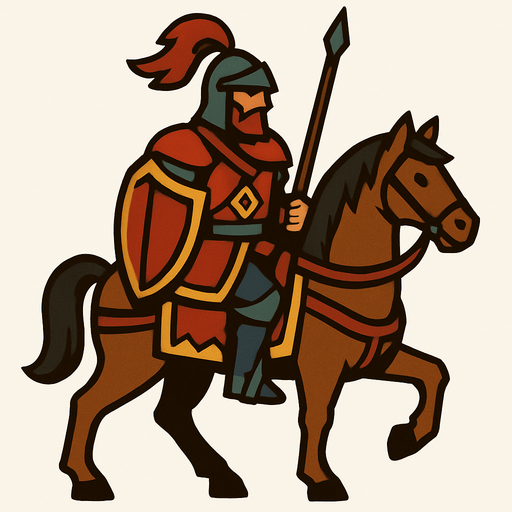 Atlı savaşçı asker.
In-Game asset.  2d.  High contrast.  No shadows