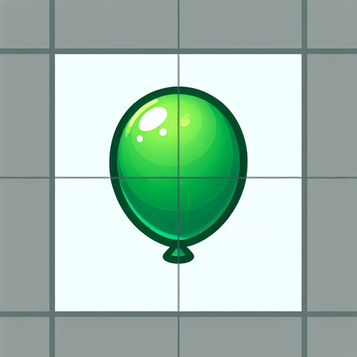 yeşil balon.
Single Game Texture.  In-Game asset.  2d.  Blank background.  High contrast.  No shadows