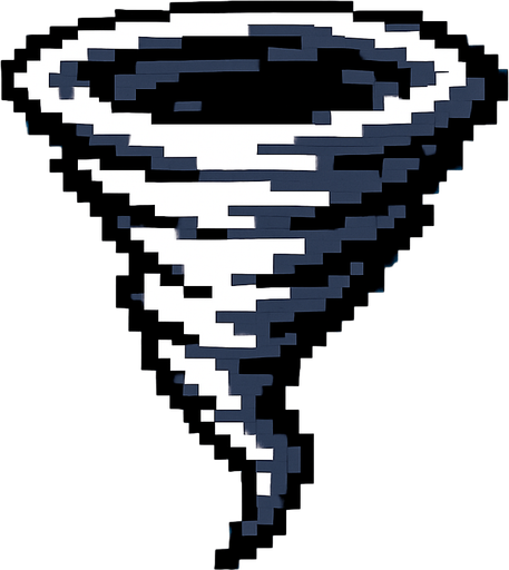 Creame un tornado pixelar en un fondo azul, para elimianrlo despues.
In-Game asset.  2d.  High contrast.  No shadows