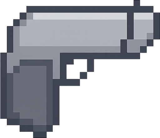 pixel art gray weepon. No background. Transparent background. Blank background. No shadows. 2d. In-Game asset. flat