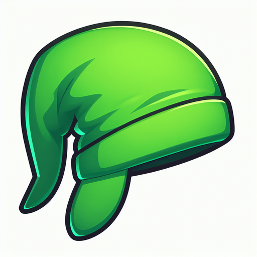 A long green stocking hat. Side profile. Cartoon..
Single Game Texture.  In-Game asset.  2d.  Blank background.  High contrast.  No shadows