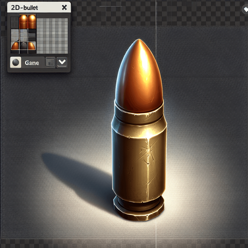 Bullet.
Single Game Texture. In-Game asset. 2d. Blank background. High contrast. No shadows.