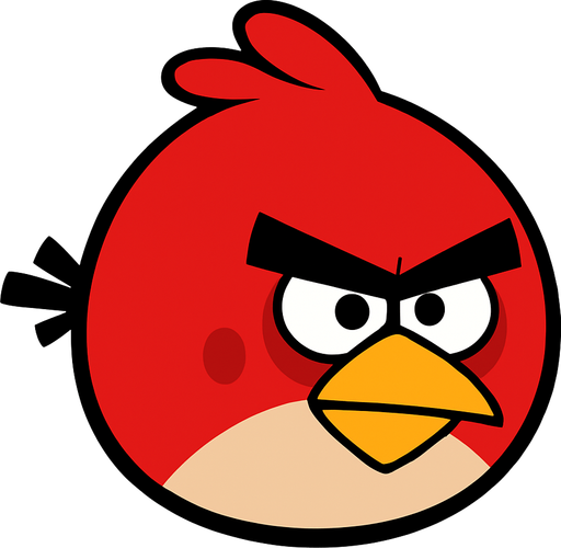 red angry bird transparan.
In-Game asset.  2d.  High contrast.  No shadows
