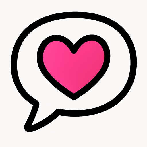 Create a cute speech bubble with a heart.
In-Game asset.  2d.  High contrast.  No shadows