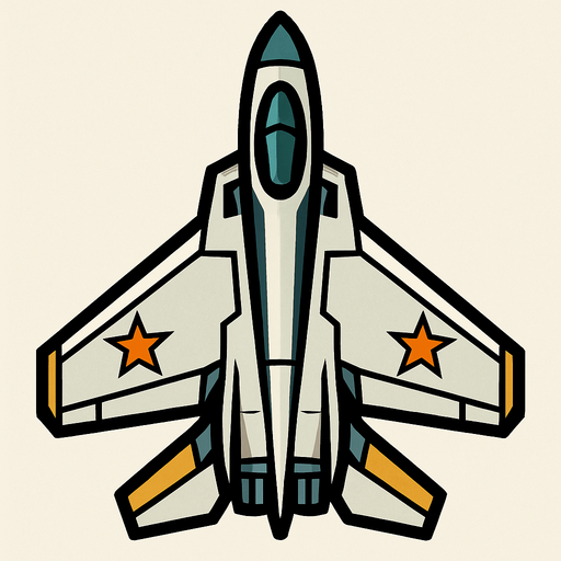 Kuş bakışı savaş uçağı.
In-Game asset.  2d.  High contrast.  No shadows