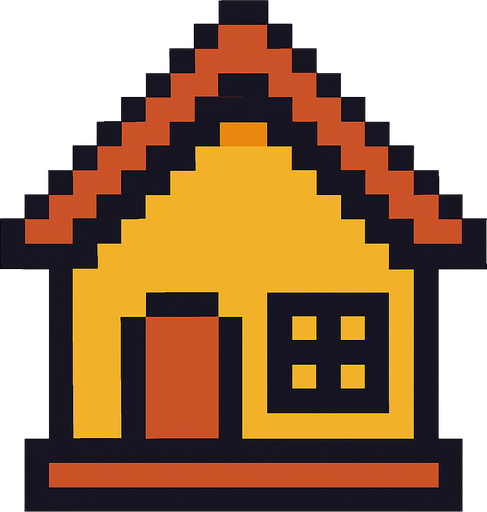 make a house 2d pixel symbol make it good.
In-Game asset.  2d.  High contrast.  No shadows