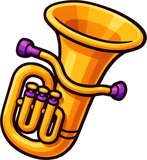 tuba.
In-Game asset. 3d.  High contrast.  No shadows