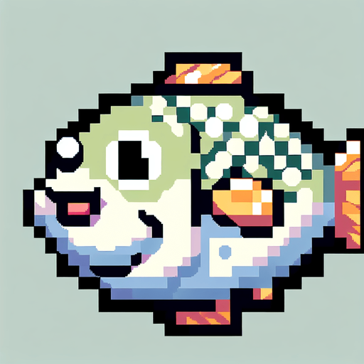 A carp which looks dumb.
Single Game Texture. In-Game asset. 2d. Blank background. High contrast. No shadows.