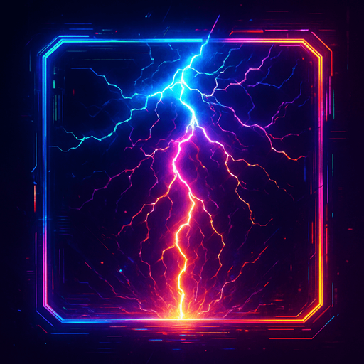 Ability icon 'Lighting storm' . cyberpunk. abstract. Futuer. different colors. HD colors