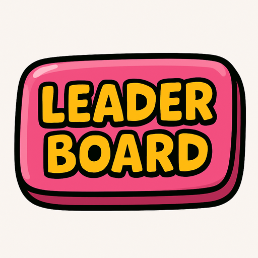 a cartoon style 3d button with the word Leader Board on it..
In-Game asset.  2d.  High contrast.  No shadows