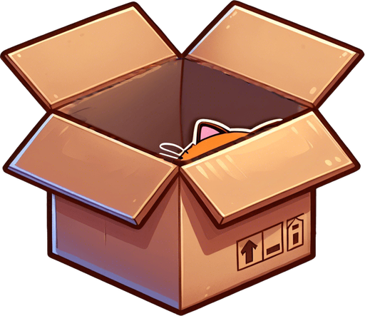 Cute cartoon line art ginger cat peeking from a box