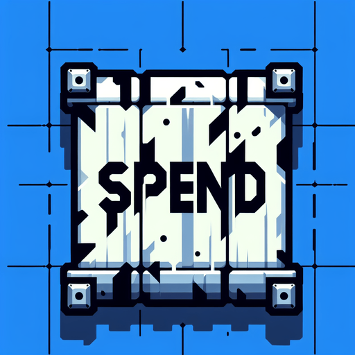 The word "Spend".
Single Game Texture. In-Game asset. 2d. Blank background. High contrast. No shadows.