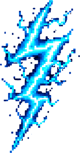 Creame un rayo electrico pixelar.
In-Game asset.  2d.  High contrast.  No shadows
