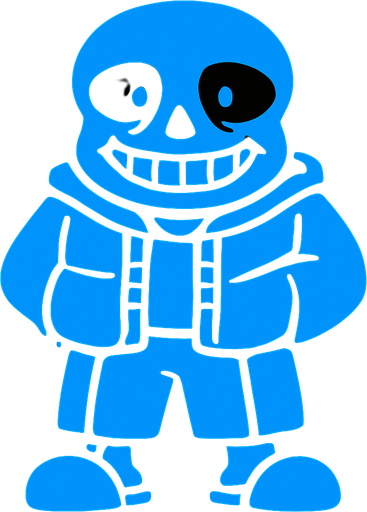 Sans de color azul.
In-Game asset.  2d.  High contrast.  No shadows