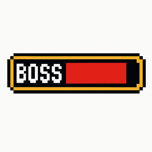 Una barra de jefe final en juego pixel art.
In-Game asset.  2d.  High contrast.  No shadows