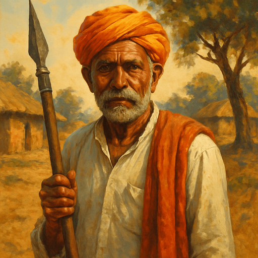 indian village uncle with weapon